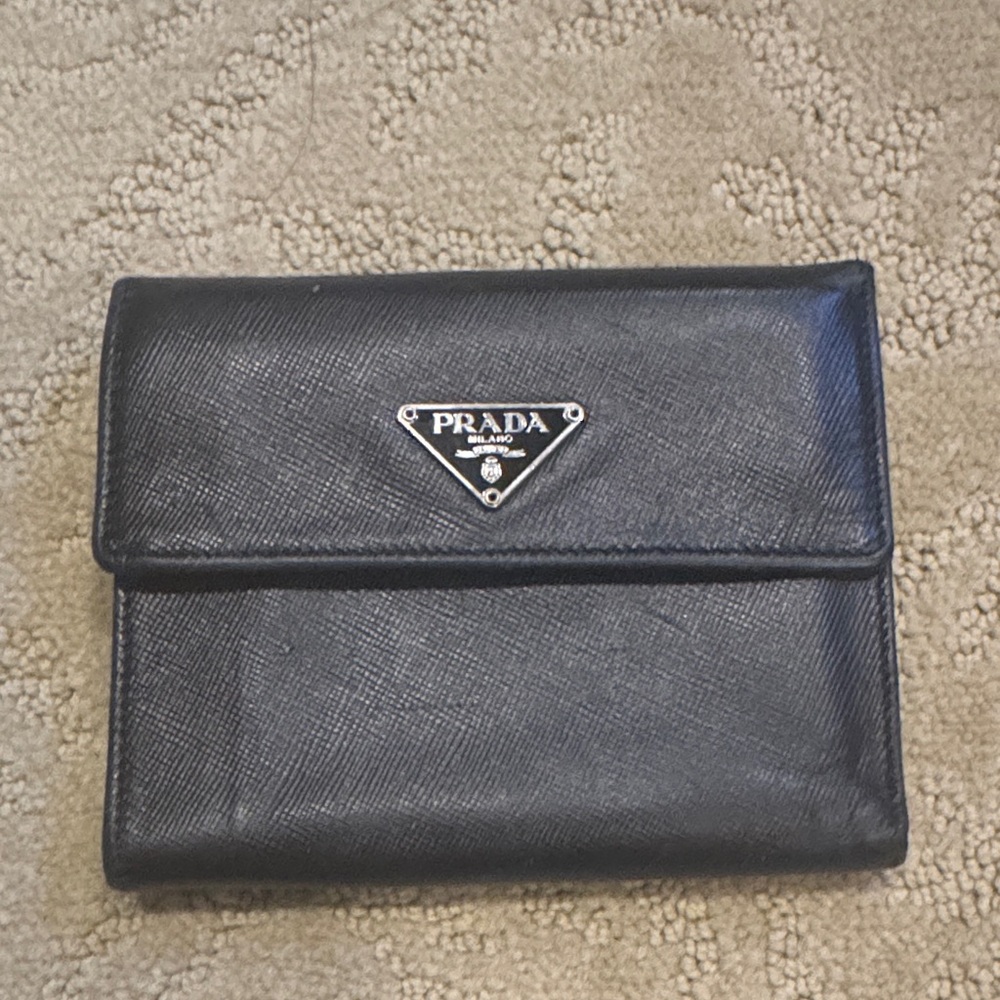 Prada black leather wallet (authentic)